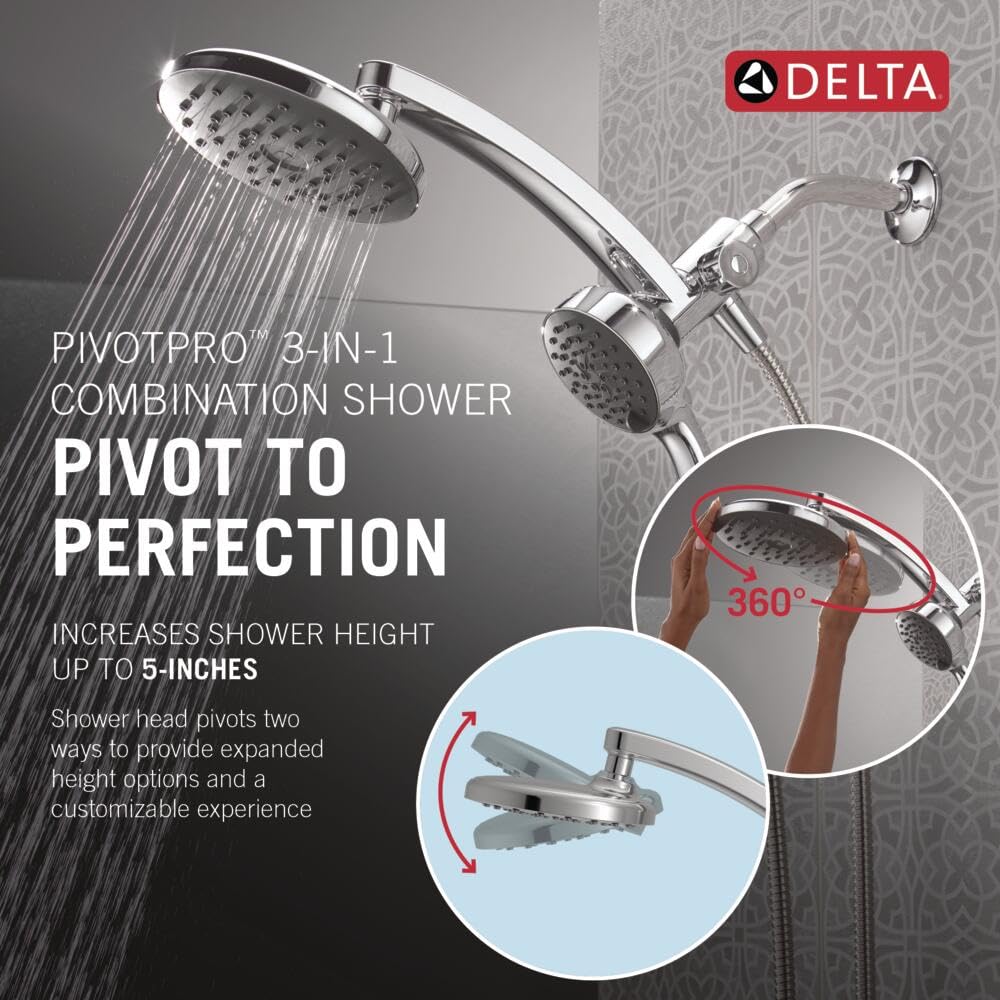 Delta PivotPro ProClean spray delivers powerful cleaning action on tile and fixtures.