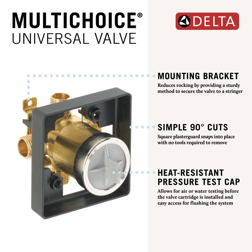 Delta R10000-UNBX valve supports Delta trim compatibility for future styles.