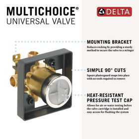 Delta R10000-UNBX valve supports Delta trim compatibility for future styles.