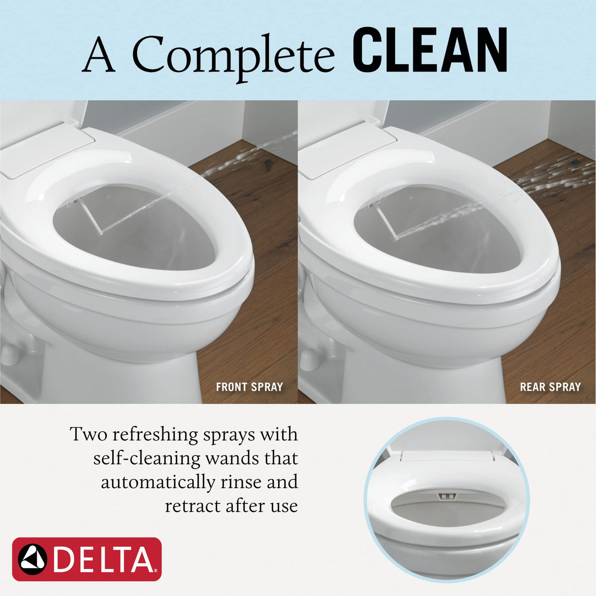 Manual rotary knob on Delta Refresh bidet seat enables reliable non-electric control.