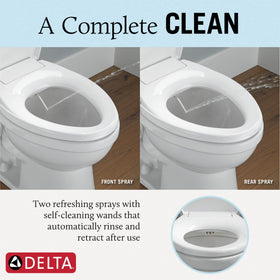 Manual rotary knob on Delta Refresh bidet seat enables reliable non-electric control.