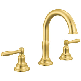 Delta Roe Brushed Gold faucet assembly showing sleek installation and finish