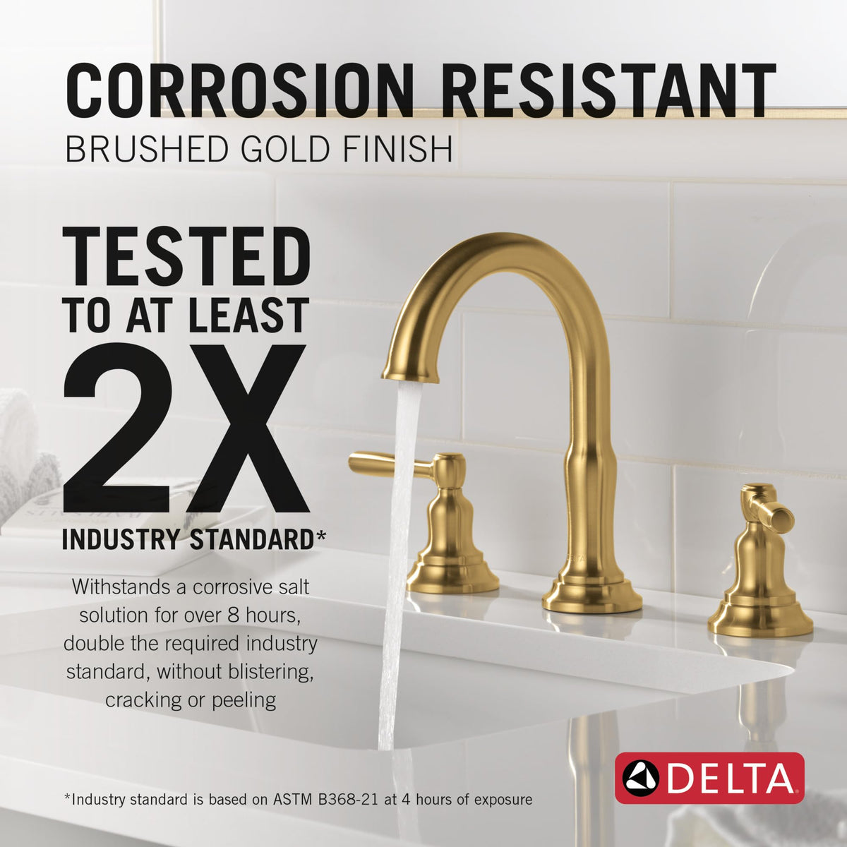 Delta Roe Brushed Gold handle detail highlighting smooth operation