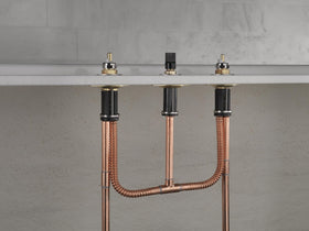 DELTA Roman tub valve installation showing compatibility with three-hole trim kits