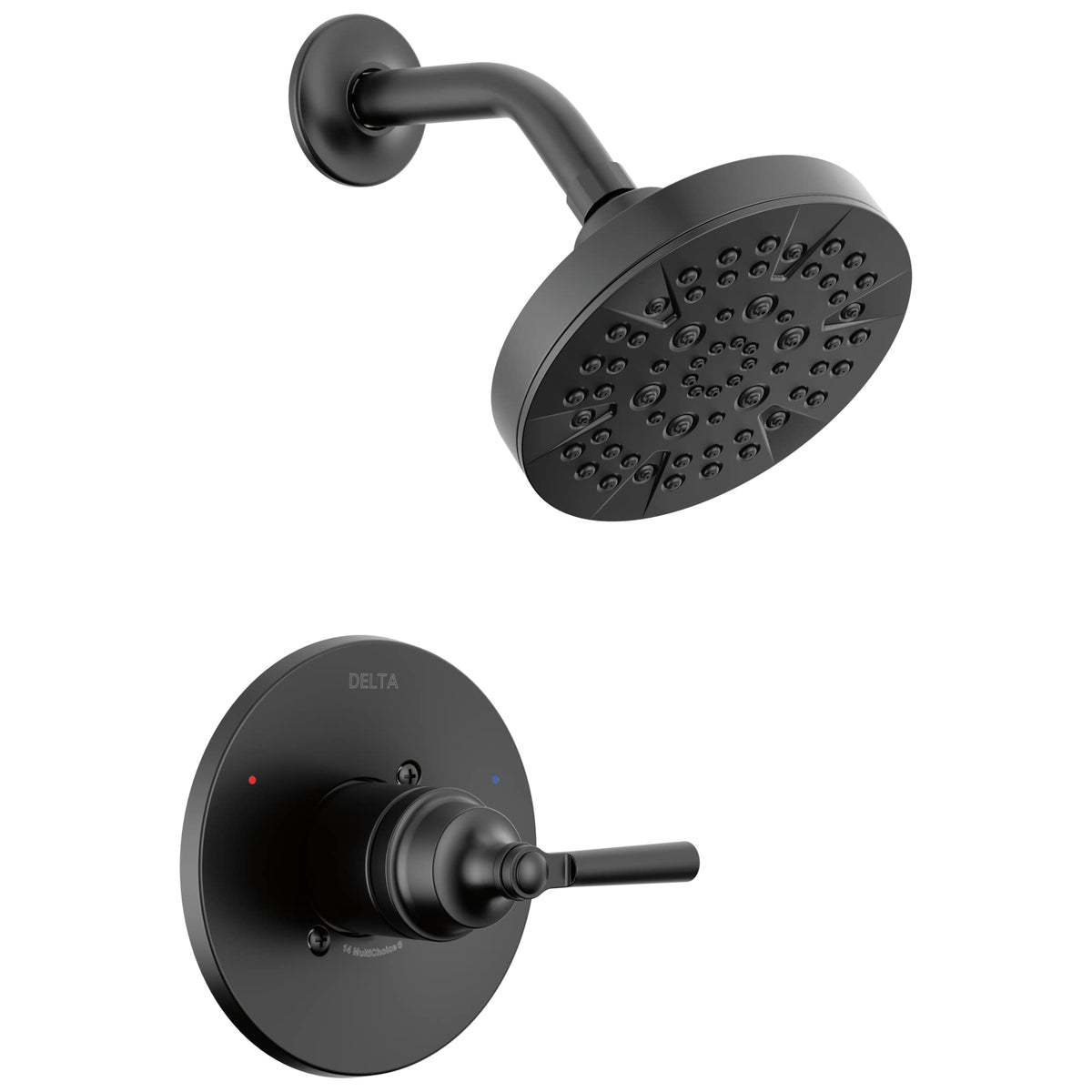 Delta Saylor 14 Series matte black shower head with five spray options