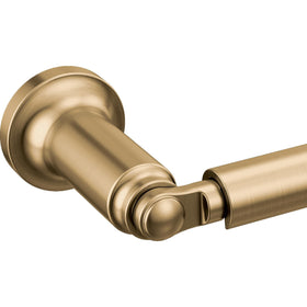 Delta Saylor pivot-arm in use demonstrates space-saving bathroom design.
