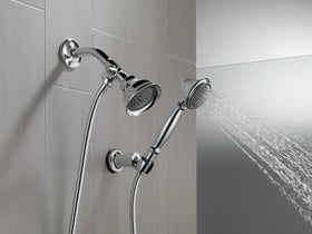 Delta shower arm chrome assembly ready for versatile configurations