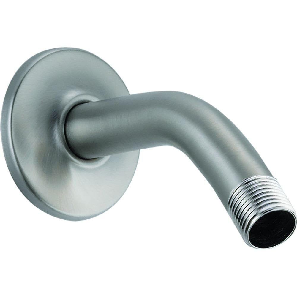 DELTA shower arm and flange in stainless finish for a seamless, modern shower.