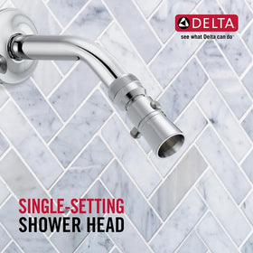 Delta 52652-PK chrome shower head pause feature closeup.