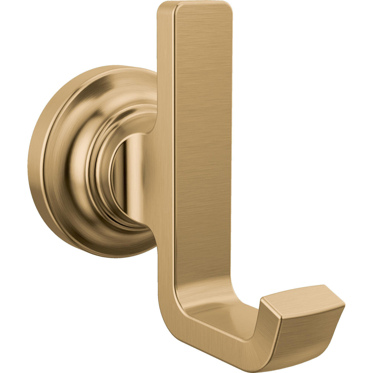 Delta Tetra double towel hook in champagne bronze, wall-mounted for organized towels.