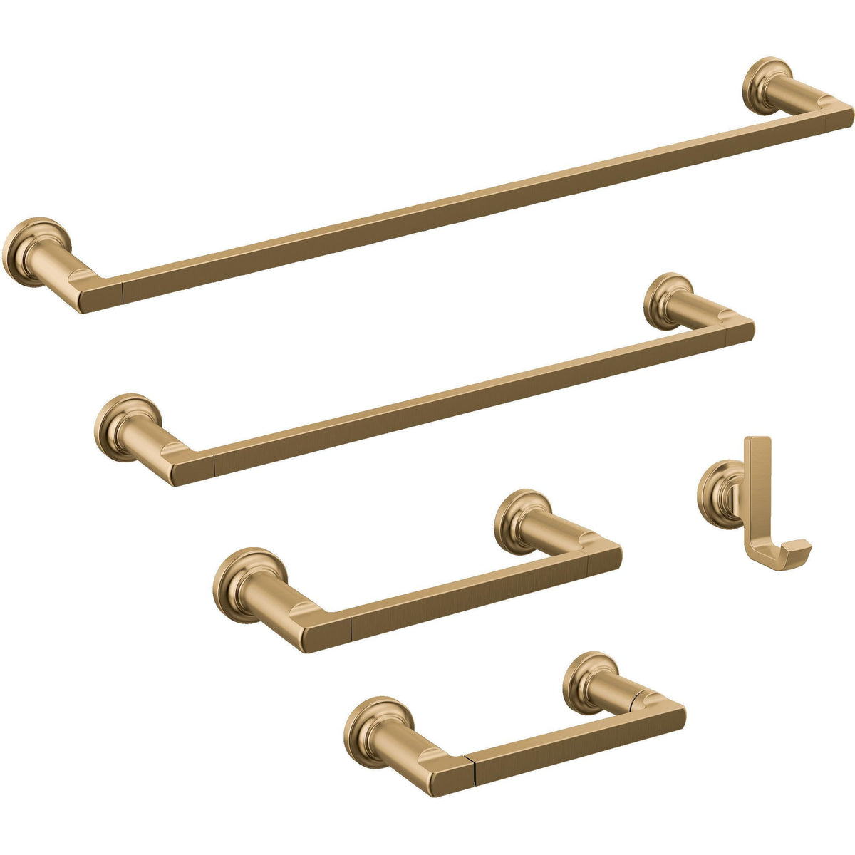 Closeup of Delta Tetra pivot-arm in Champagne Bronze showing sleek lines.