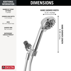Delta chrome shower head with Touch-Clean holes for easy mineral removal