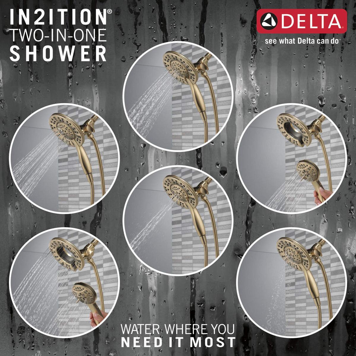 Delta Touch-Clean spray holes allow quick removal of mineral buildup.