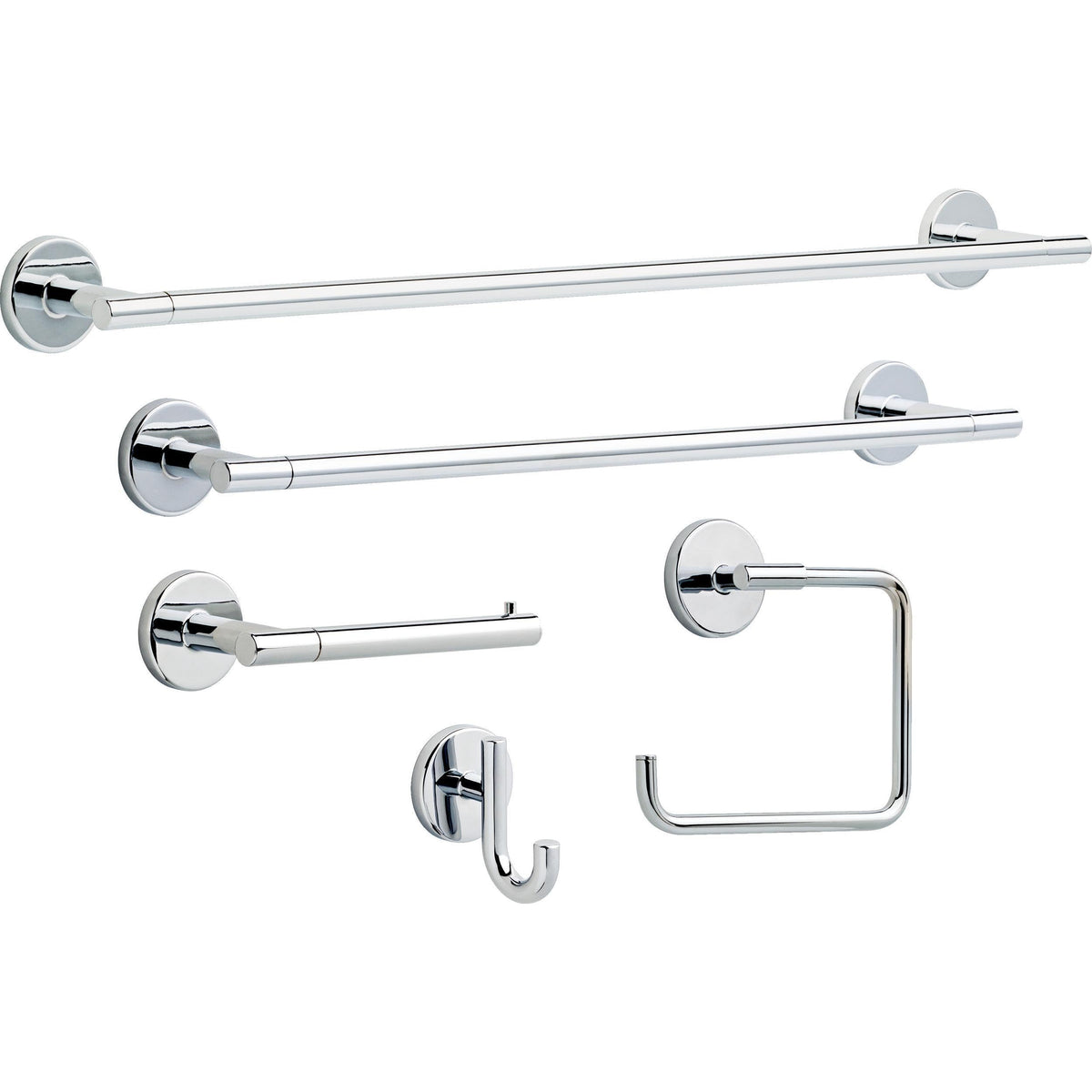 Delta polished chrome finish adds bright modern accent.