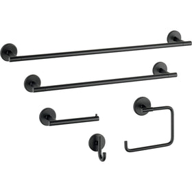 Side view of Delta towel rack showing slim profile and finish.