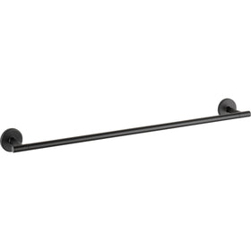 Delta 24-inch matte black towel rack for sleek bathroom organization.