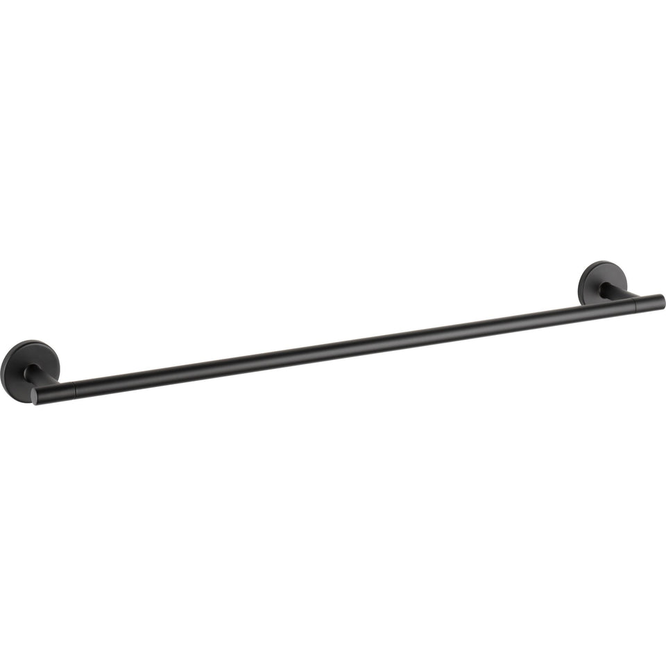 Delta 24-inch matte black towel rack for sleek bathroom organization.