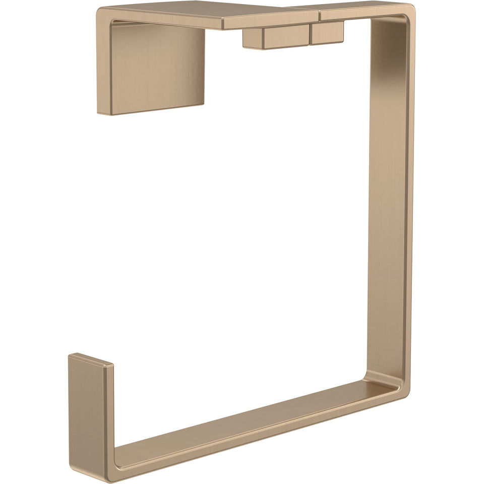 Delta towel ring with square champagne bronze finish for elegant towel display.