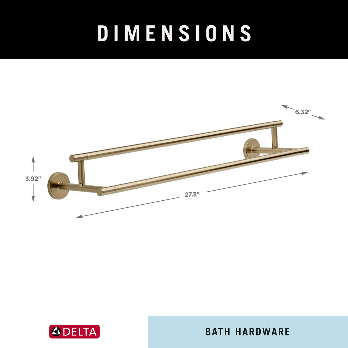 Delta Trinsic 24in towel bar dimensions shown for accurate planning