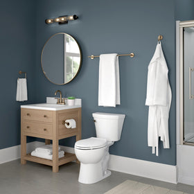 Delta Trinsic bath collection champagne bronze finish enhances warm modern bathroom aesthetics