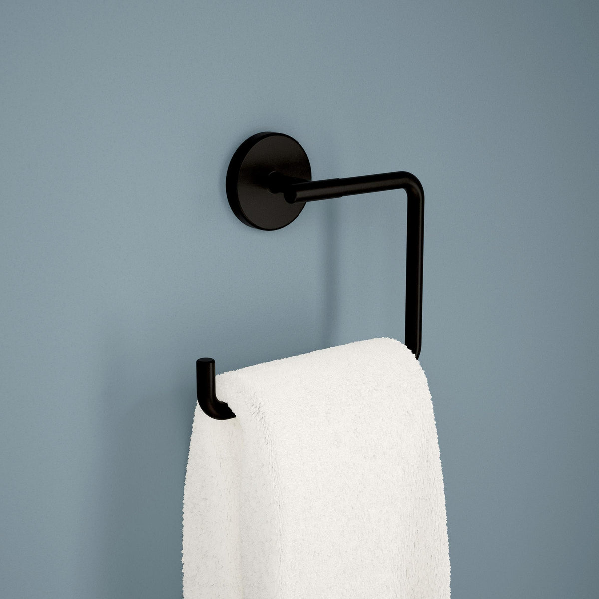 Delta Trinsic bathroom towel ring in matte black for cohesive decor