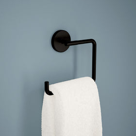 Delta Trinsic bathroom towel ring in matte black for cohesive decor