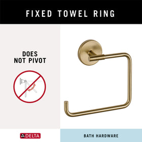 Close-up of champagne bronze finish on Delta Trinsic towel ring for lasting style