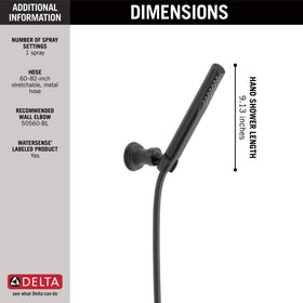 Delta Trinsic matte black wall bracket shown for a neat, secure setup.