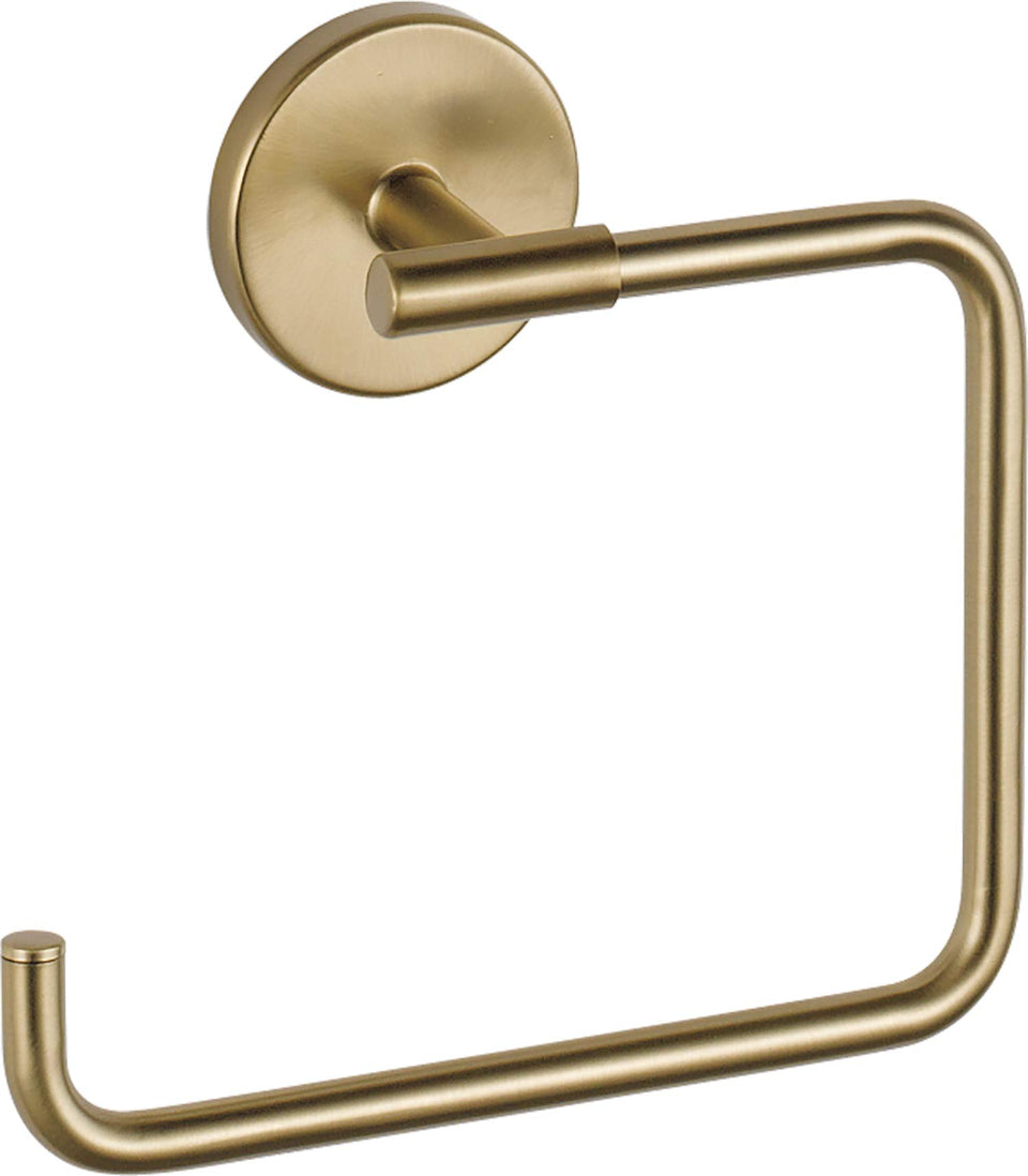 Delta Trinsic hand towel holder with square champagne bronze ring for bathroom towels and easy reach