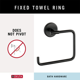 Delta Trinsic kitchen towel holder in matte black by the sink