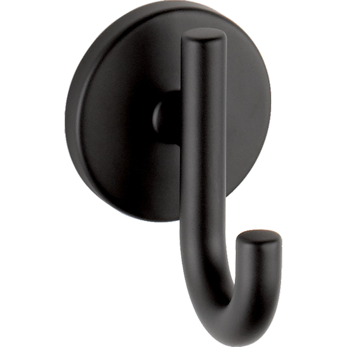 Delta Trinsic single towel hook in matte black enhances compact bathroom organization