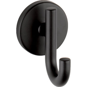 Delta Trinsic single towel hook in matte black enhances compact bathroom organization