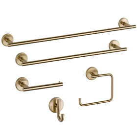 Delta Trinsic towel bar with champagne bronze finish coordinates with faucets.