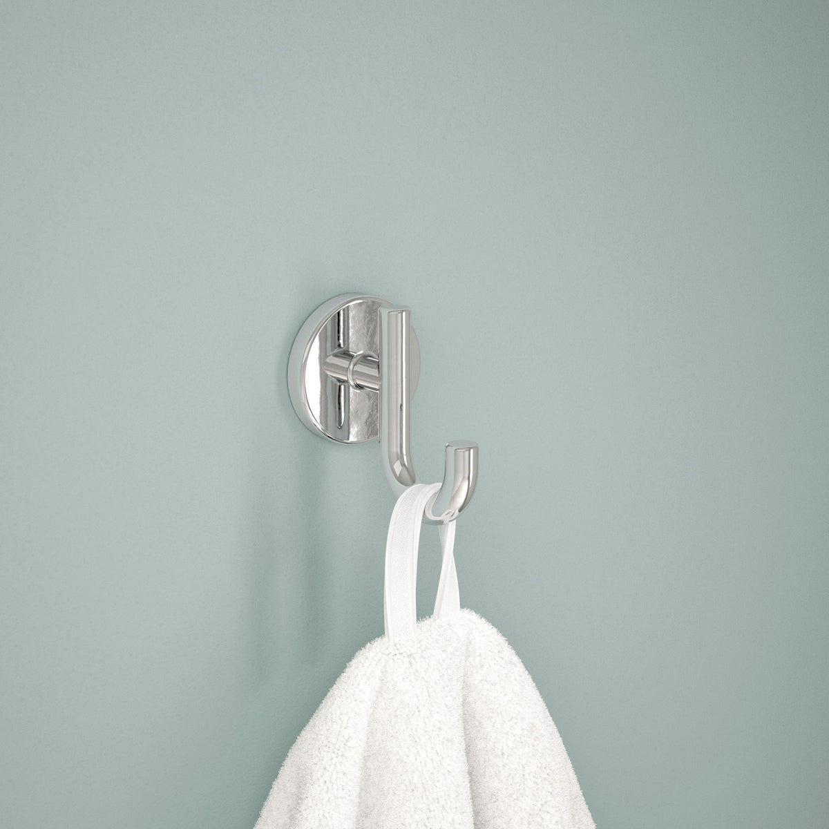 Delta Trinsic towel hook close-up showing zinc durability.