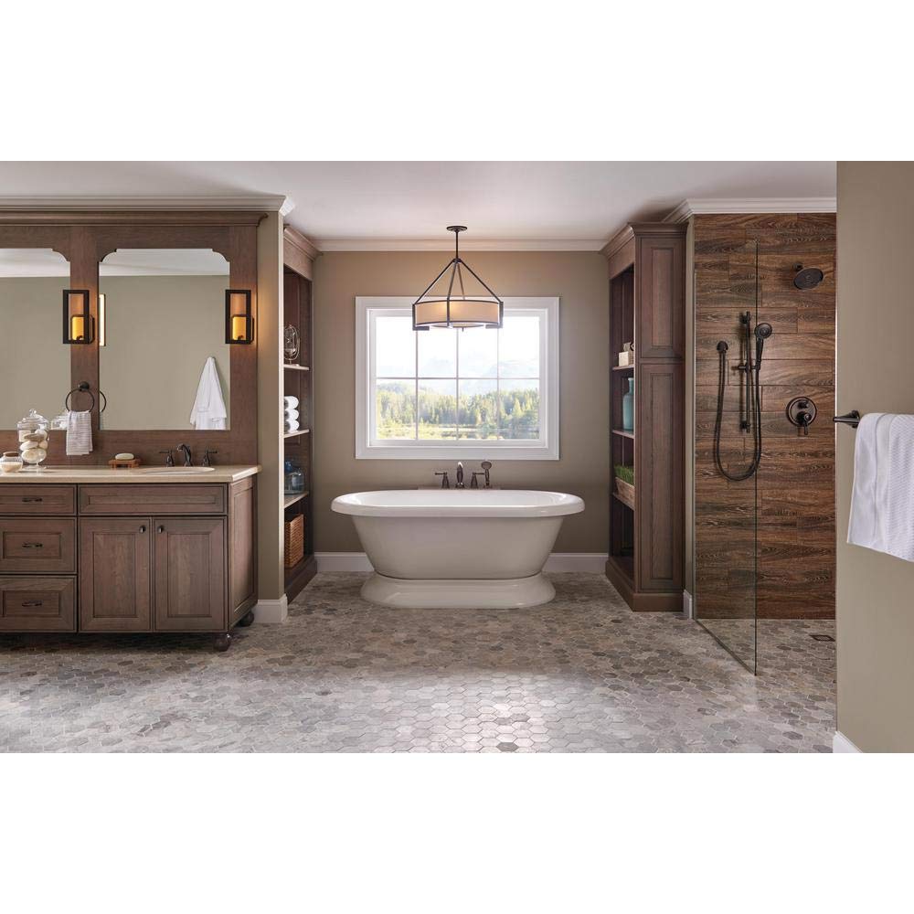 Delta U4993-RB shower arm closeup in Venetian Bronze shows durable finish.