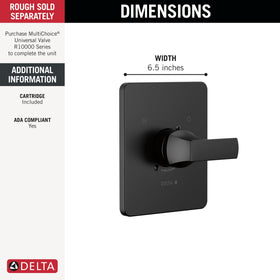 Delta Velum 14 Series cartridge balances hot and cold water for steady shower temperature.
