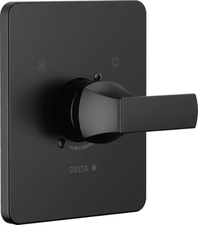 Delta Velum 14 Series matte black valve trim for durable, modern style.