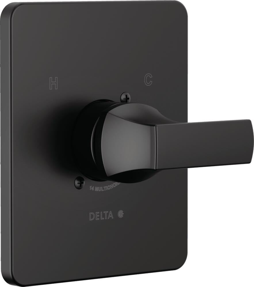 Delta Velum 14 Series matte black valve trim for durable, modern style.