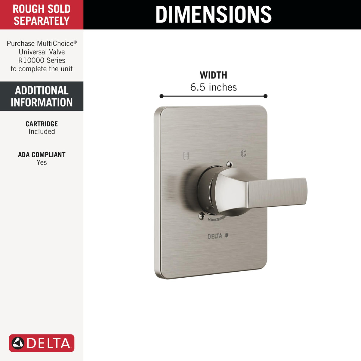 Delta Velum 14-series brushed-nickel finish close-up showing corrosion resistance