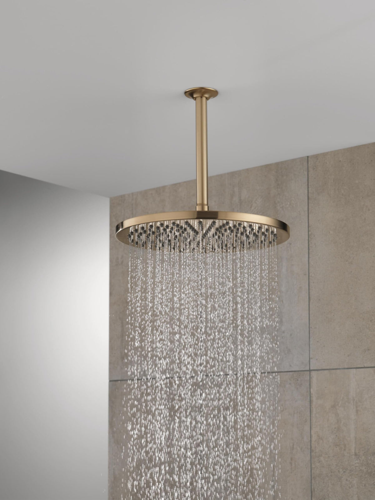 Delta shower components coordinate with body sprays and raincan heads for cohesive styling.