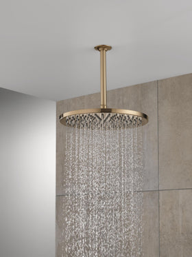 Delta shower components coordinate with body sprays and raincan heads for cohesive styling.