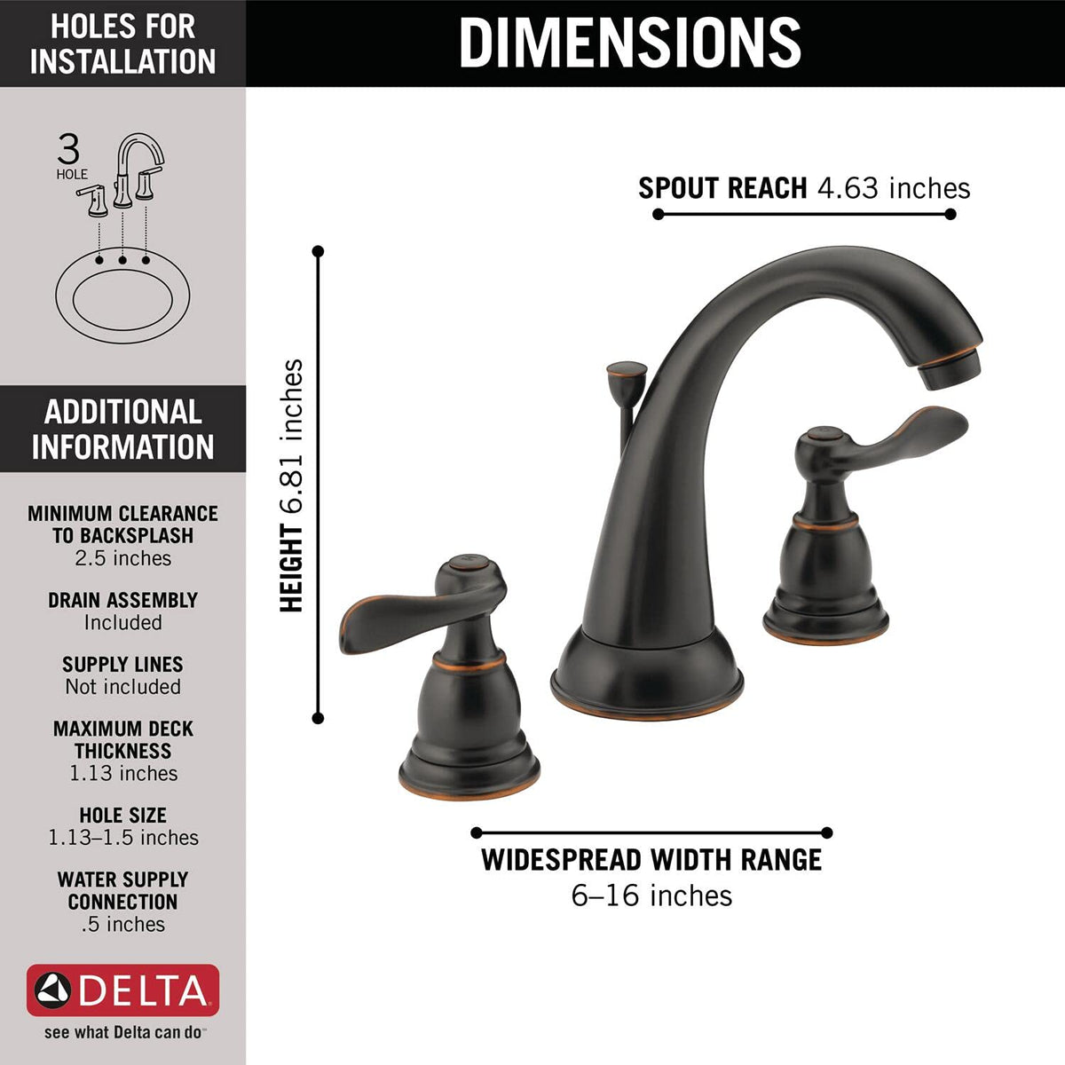 Delta Windemere 3-hole vanity setup for versatile bathroom installations