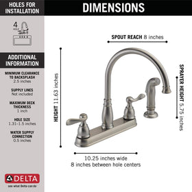 Delta Windemere 4-hole installation setup for 8-inch centers