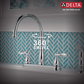 Delta Windemere chrome faucet 4-hole installation diagram with gasket seal