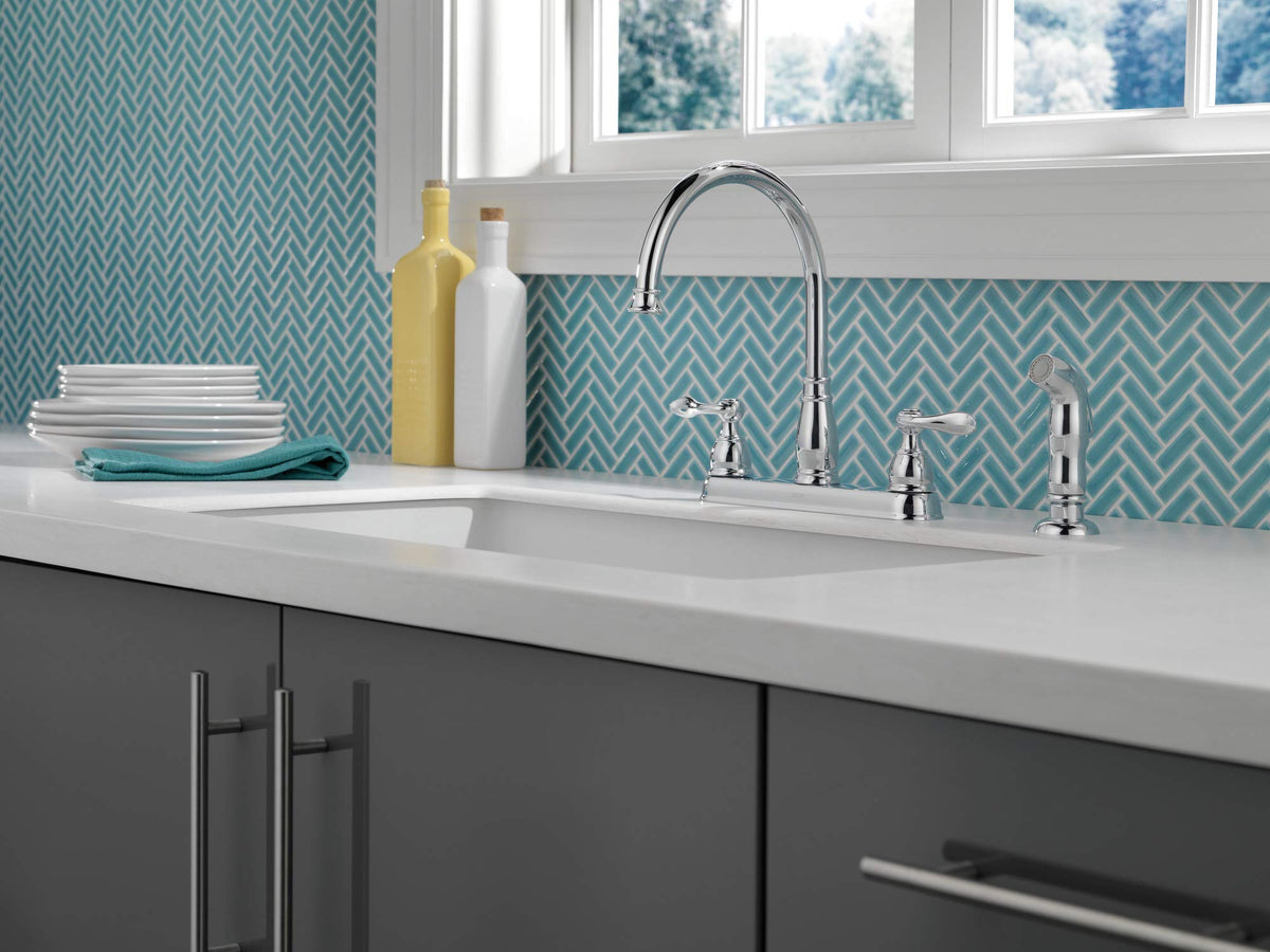 Delta Windemere chrome faucet product shot suitable for kitchen styling