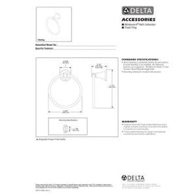 Delta Windemere towel ring durable zinc construction resists tarnish and discoloration