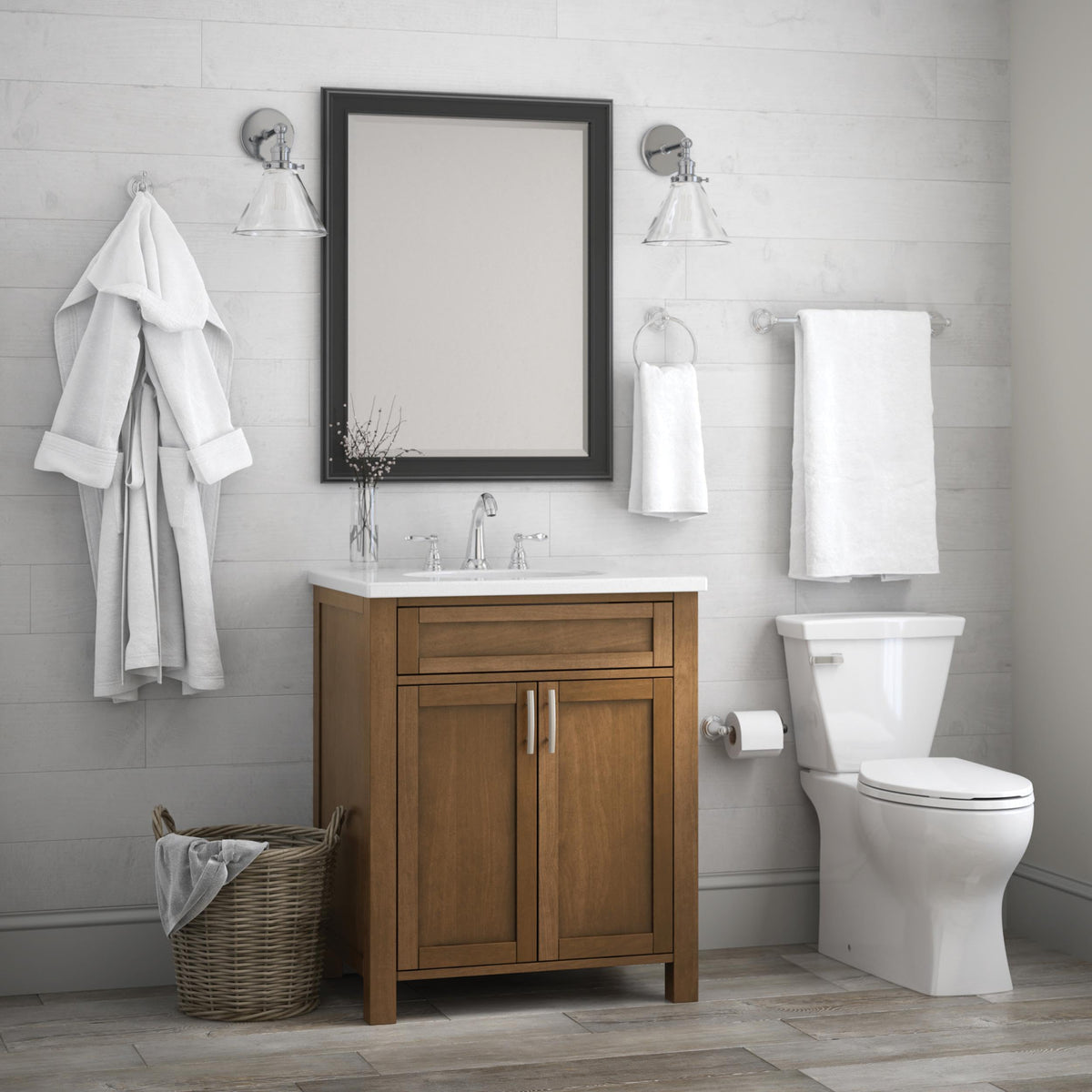 Delta Windemere towel ring wall-mount installation showing easy access to towels