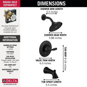 Delta Woodhurst 14 Series matte black trim angle view highlights modern faucet styling.
