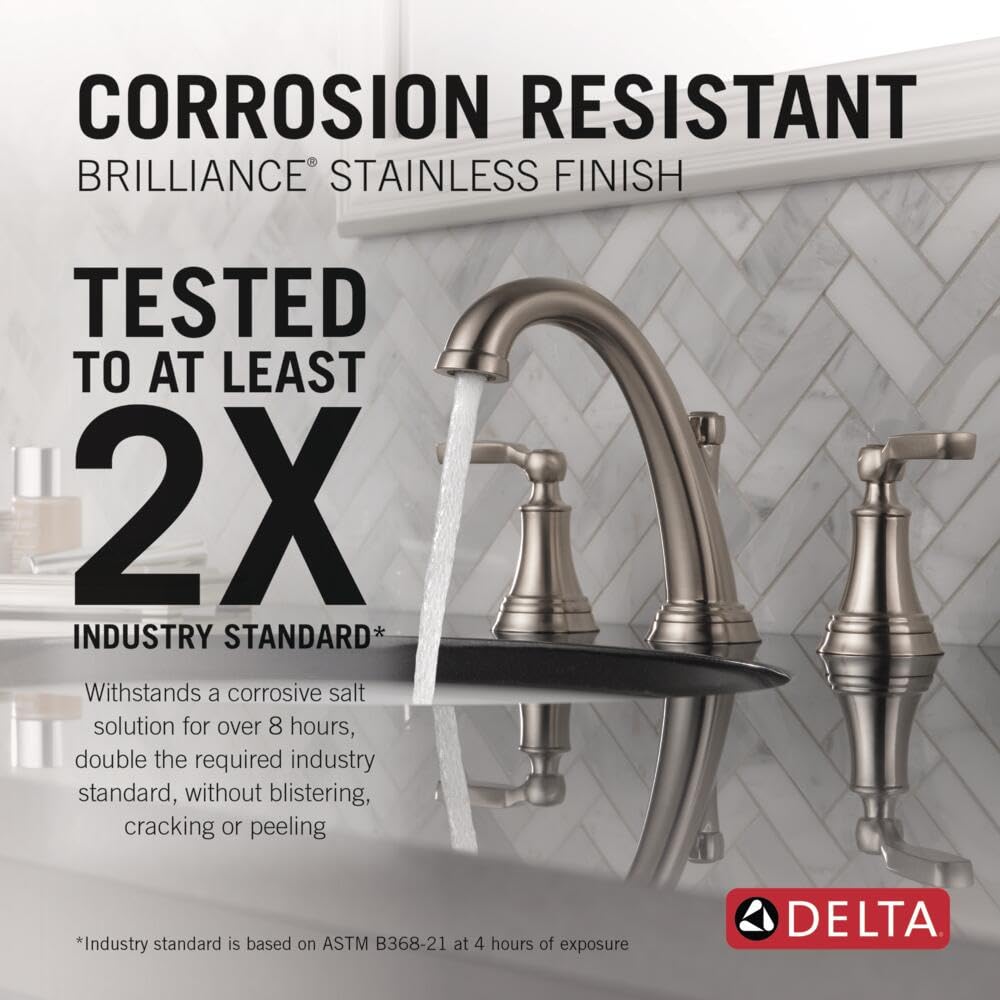 Delta Woodhurst 8-inch widespread faucet installation with seamless three-hole setup