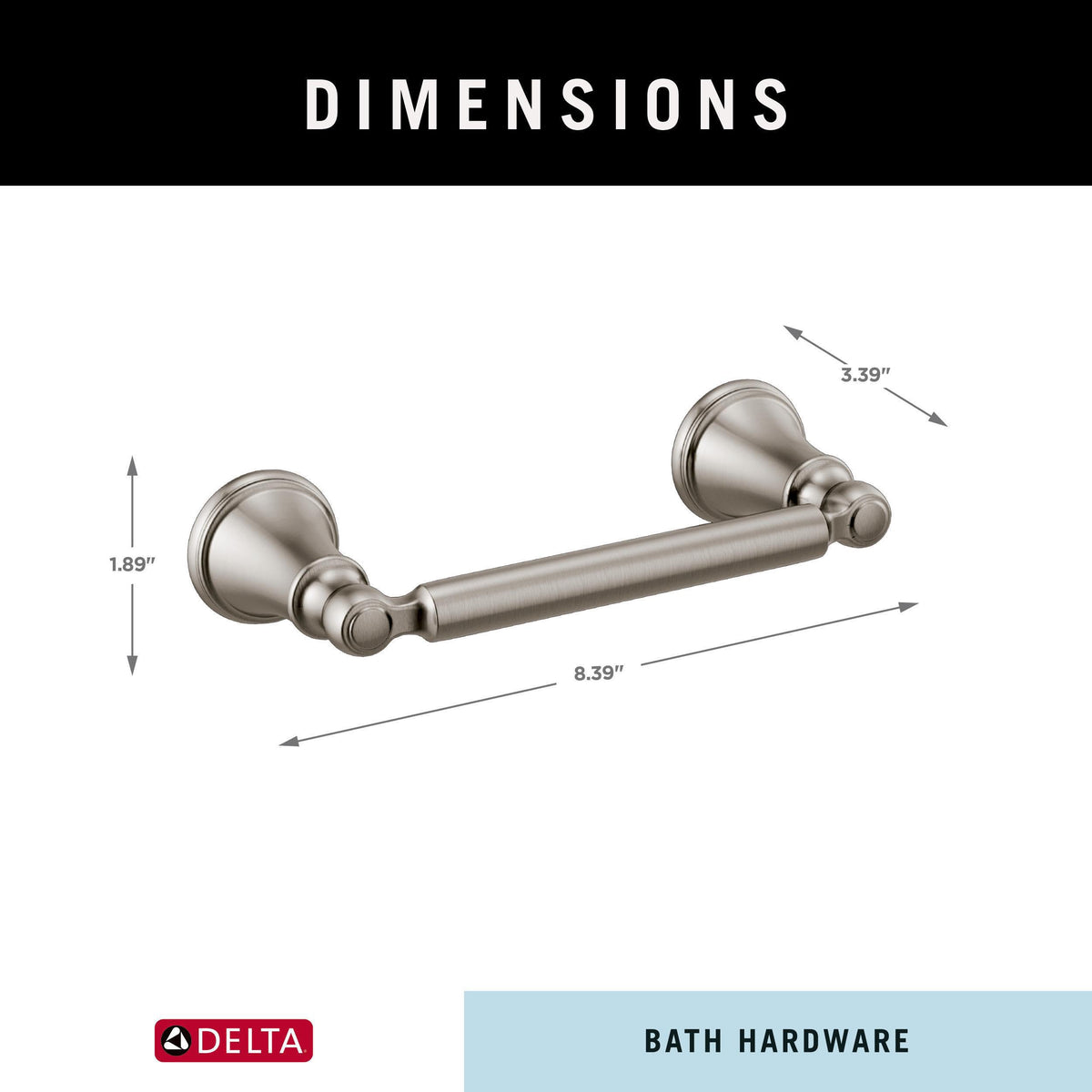 Delta Woodhurst wall-mount hardware keeps the bathroom neat and secure.